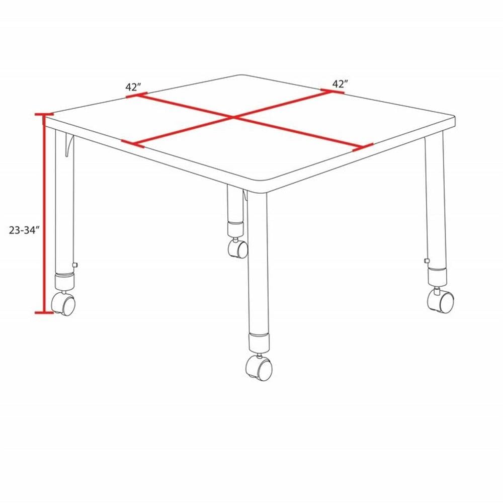 42" Square Mobile Table with 4 Stack Chairs U1287