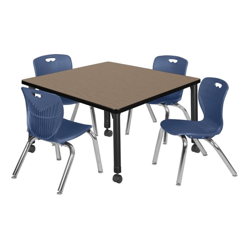 42" Square Mobile Table with 4 Stack Chairs U1287