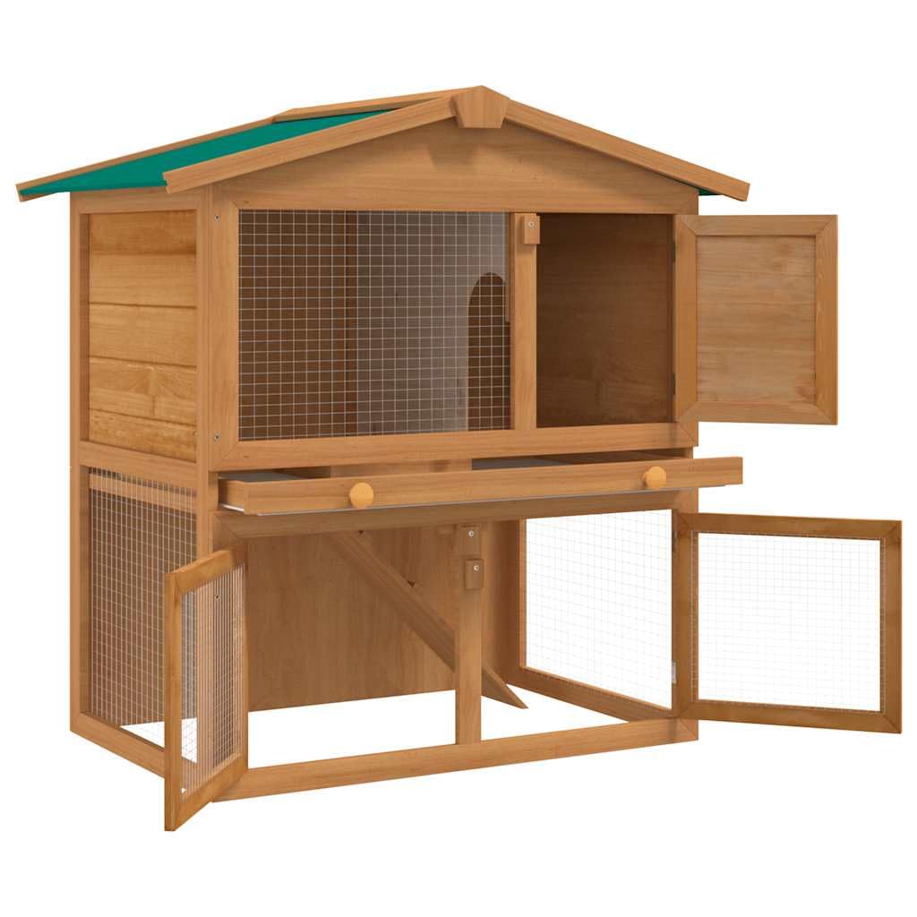 2-Tier Outdoor Rabbit Hutch with Wood Frame and Ramp G882743