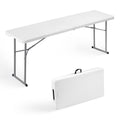 Folding Table 6FT Narrow Portable Plastic Heavy Duty Table, White T66851