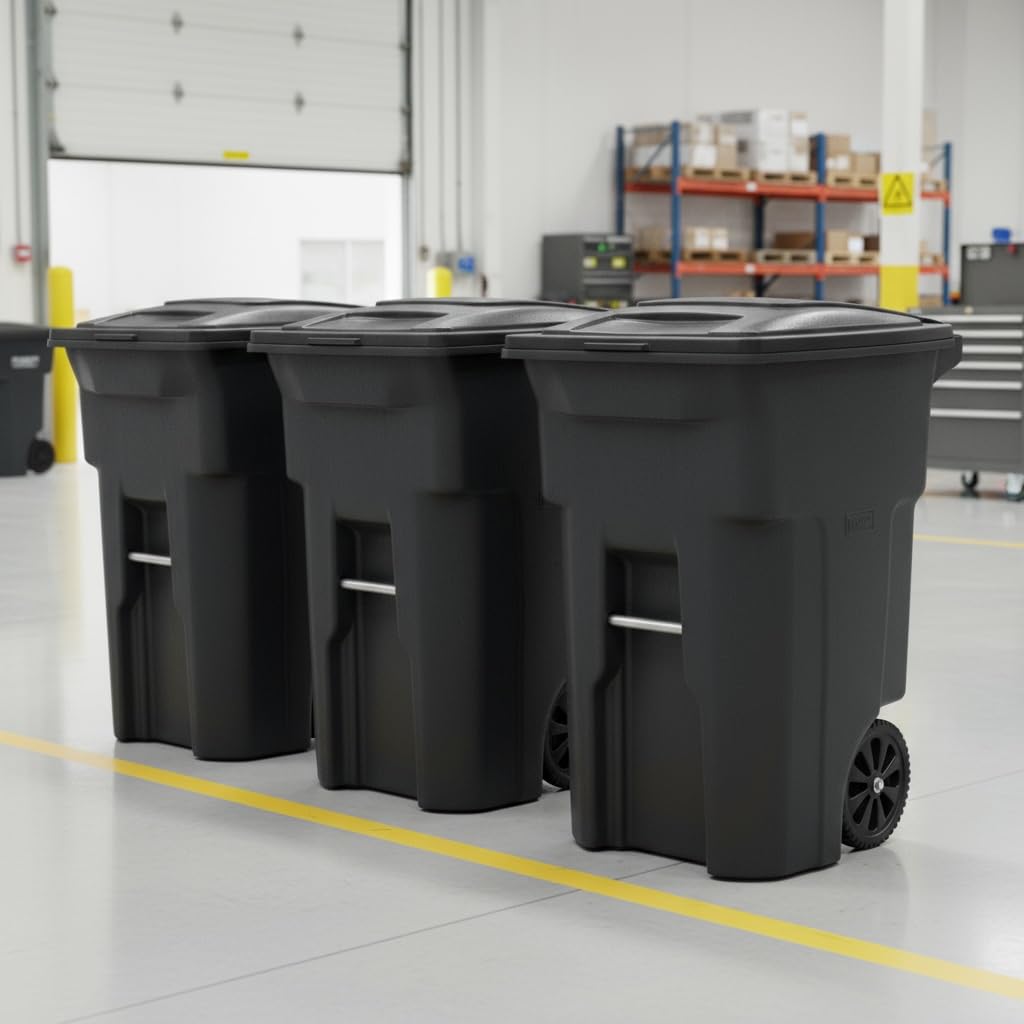 48 Gallon Garbage Cans Trash Cans With 2 Wheels And Lid Heavy Duty C38629