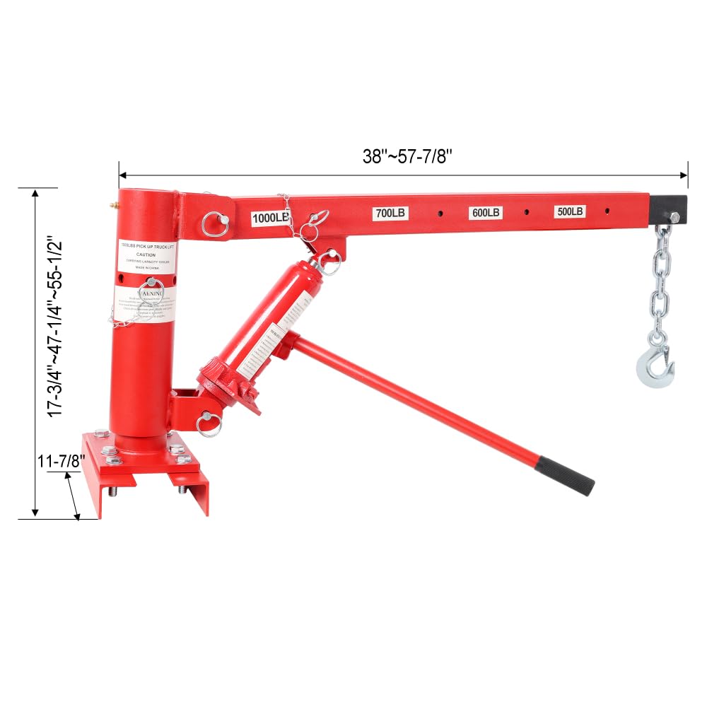 1000lbs Capacity Hydraulic Truck Bed Crane with 360° Swivel Base M84002