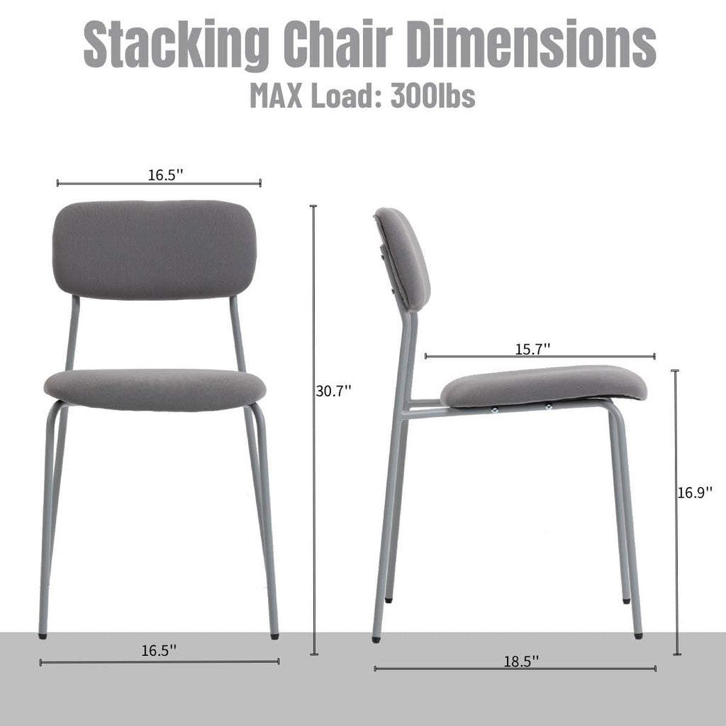 Grey Padded Stackable Chairs Set of 4 H1234
