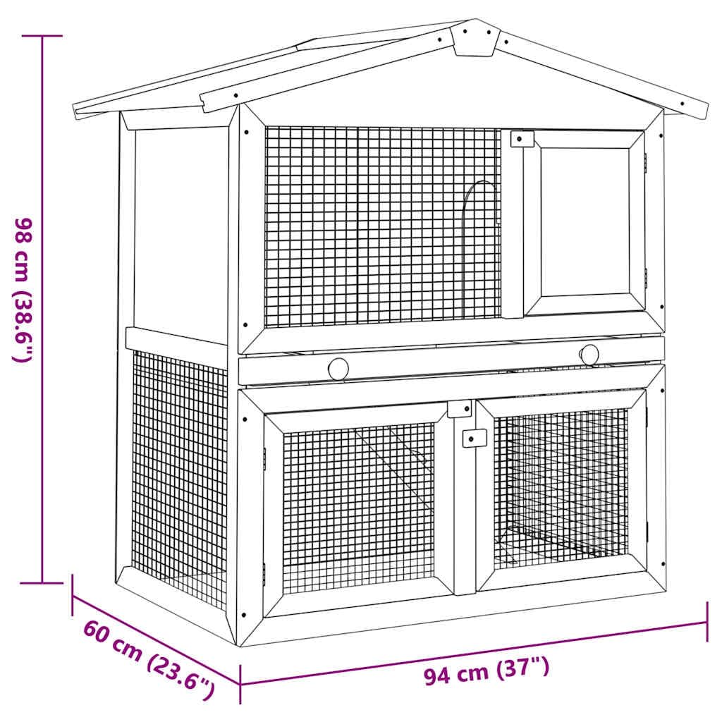 2-Tier Outdoor Rabbit Hutch with Wood Frame and Ramp G882743
