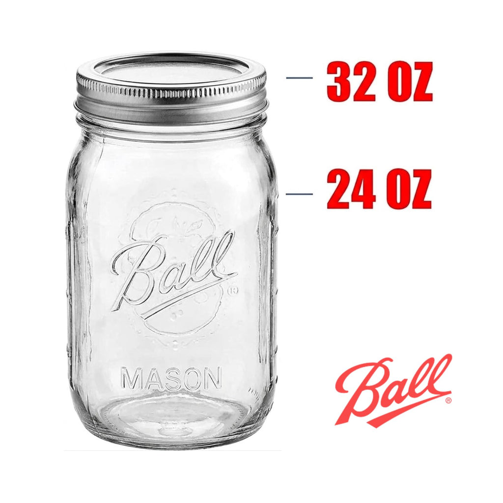 Regular Mouth 32-Ounces Mason Jar with Lids and Bands, Clear, Pack Of 2 Z517245