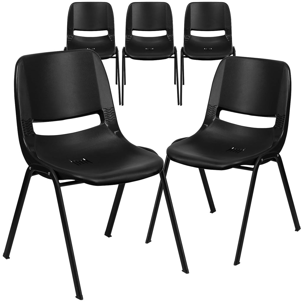 Black Ergonomic Stack Chair 5-Pack T88873