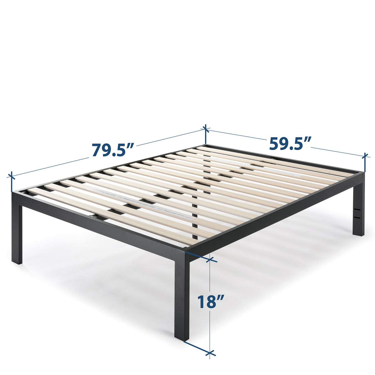 Queen 18 Inch Heavy Duty Steel Platform Bed with Wood Slat T6172