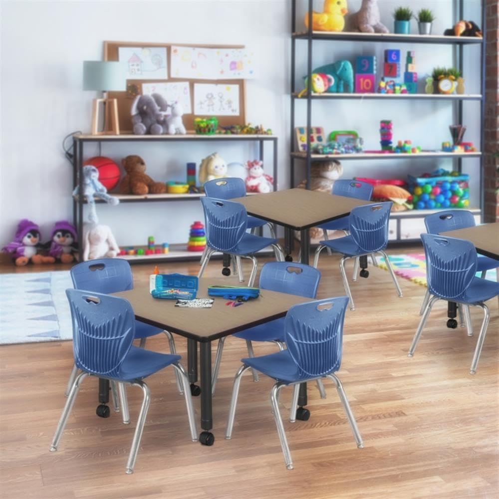 42" Square Mobile Table with 4 Stack Chairs U1287
