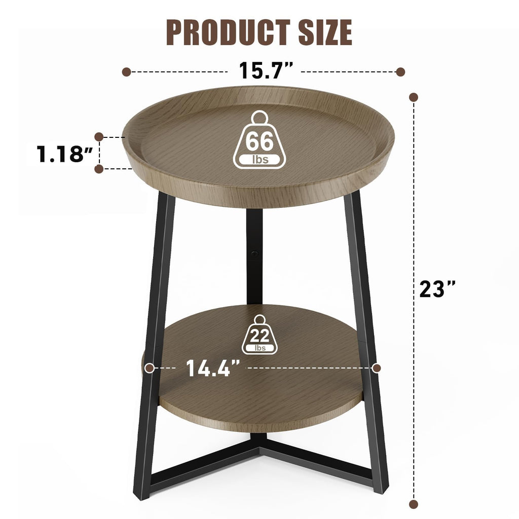 Round 2 Tier End Table with Storage Shelf Q862571