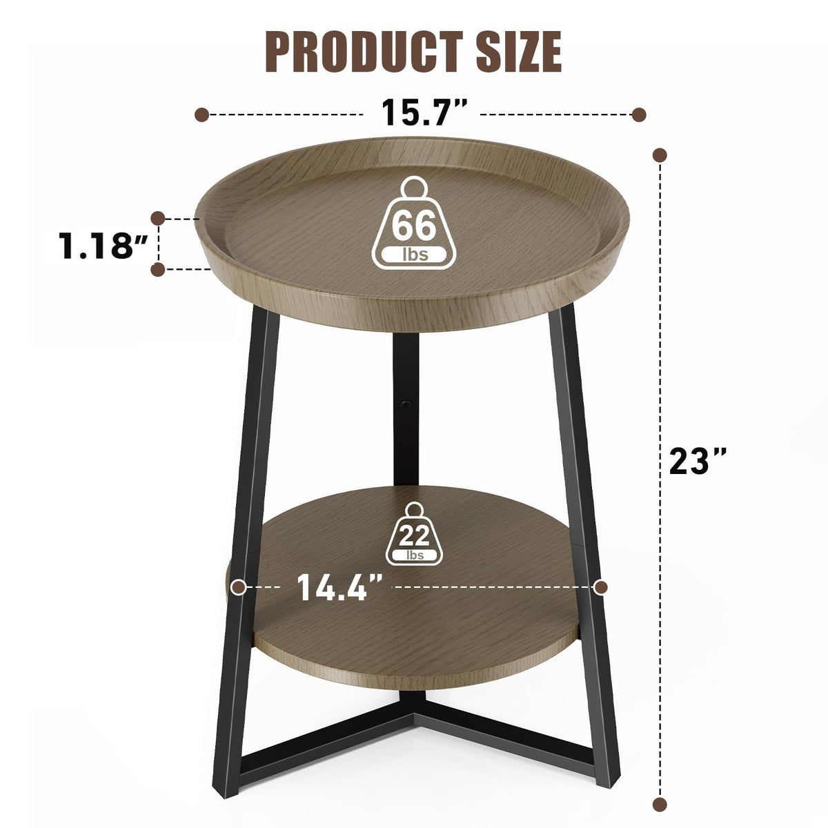Round 2 Tier End Table with Storage Shelf Q862571