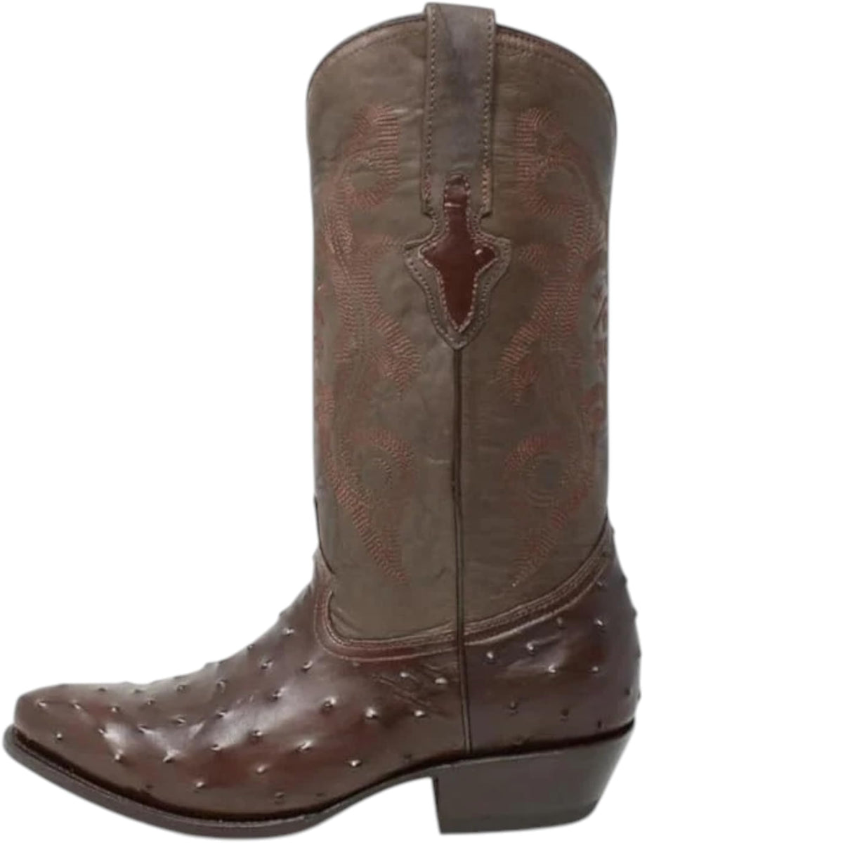 White Ostrich Print Leather Western Cowboy Boots W9181