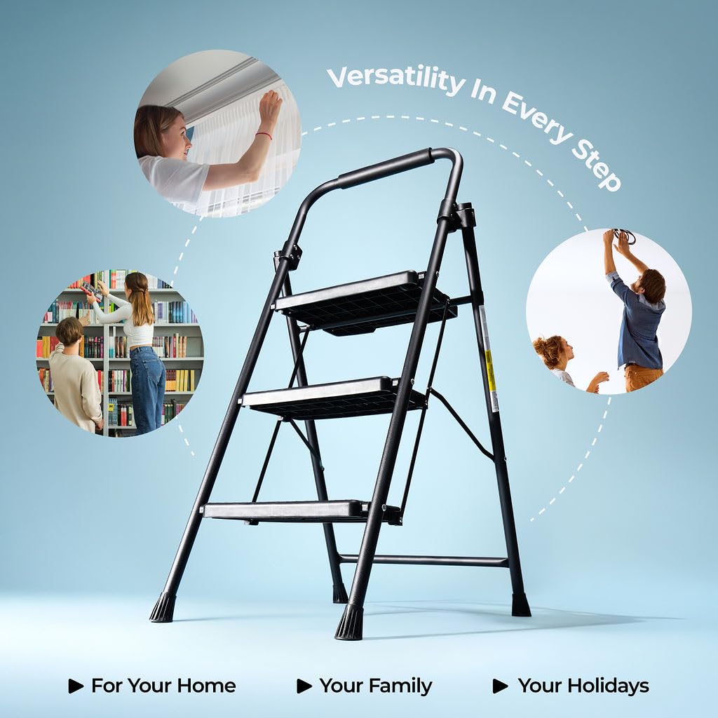 Folding Step Ladder with Anti-Slip Pedal H37165