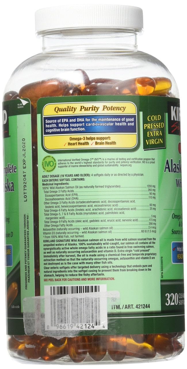 Wild Alaskan Salmon Oil 1200mg 320 Enteric Coated Softgels Q747423