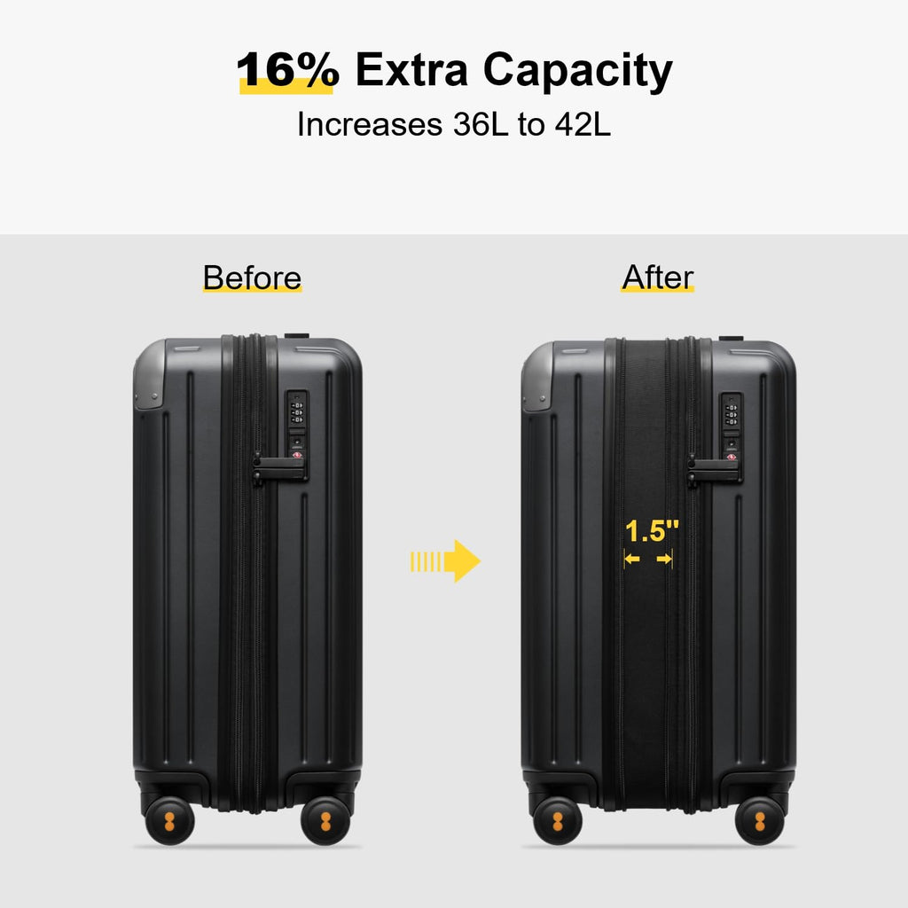 Expandable Hardside Carry on Luggage Black Q805690