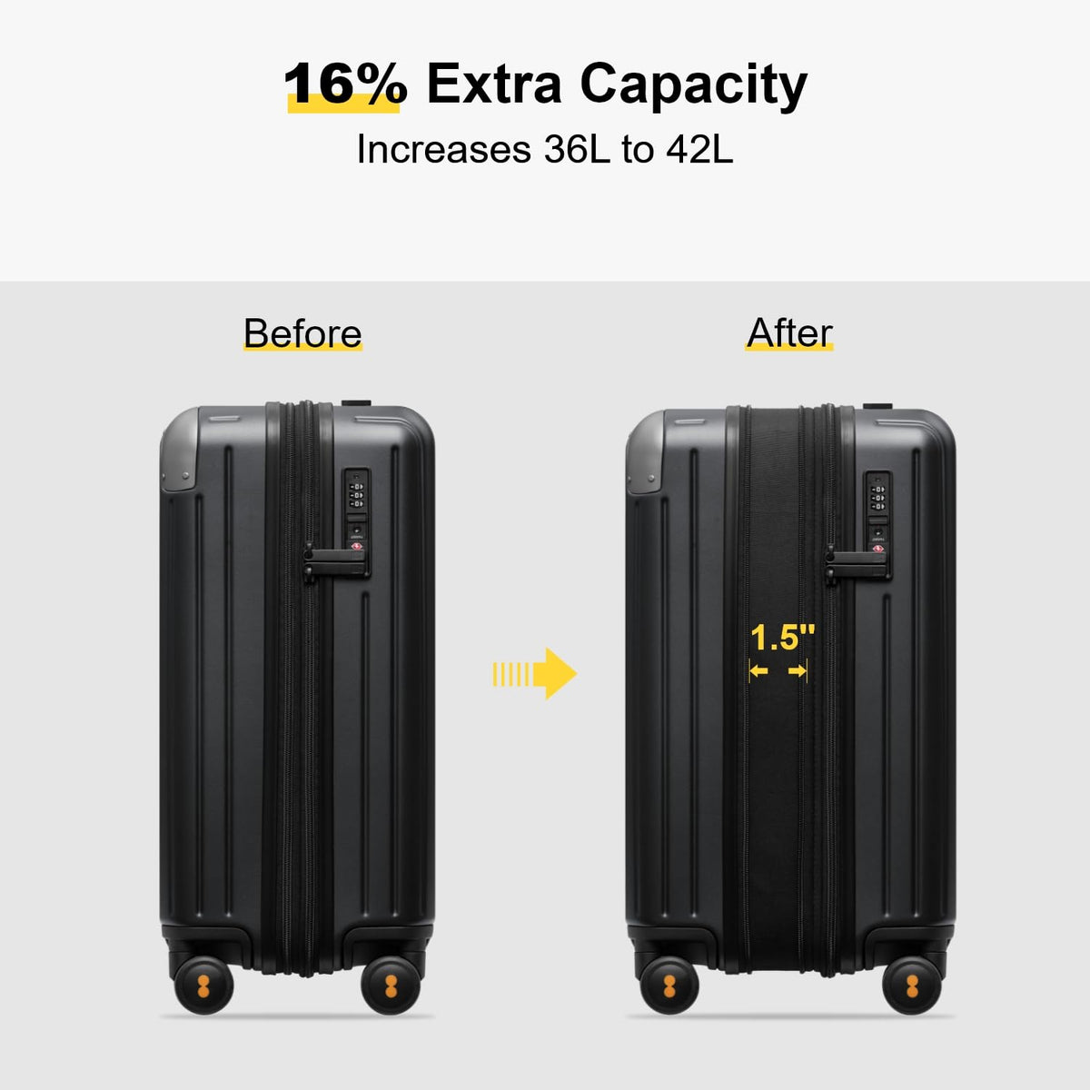 Expandable Hardside Carry on Luggage Black Q805690