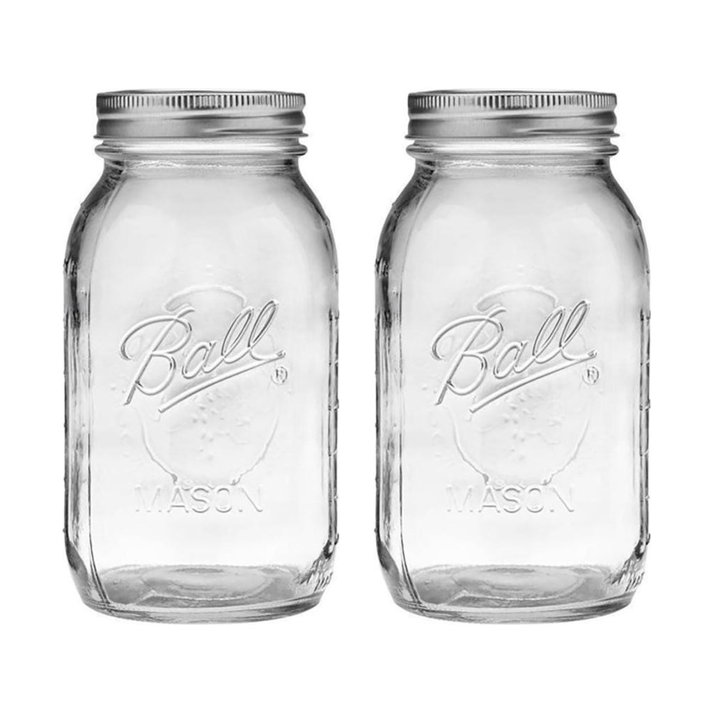 Regular Mouth 32-Ounces Mason Jar with Lids and Bands, Clear, Pack Of 2 Z517245