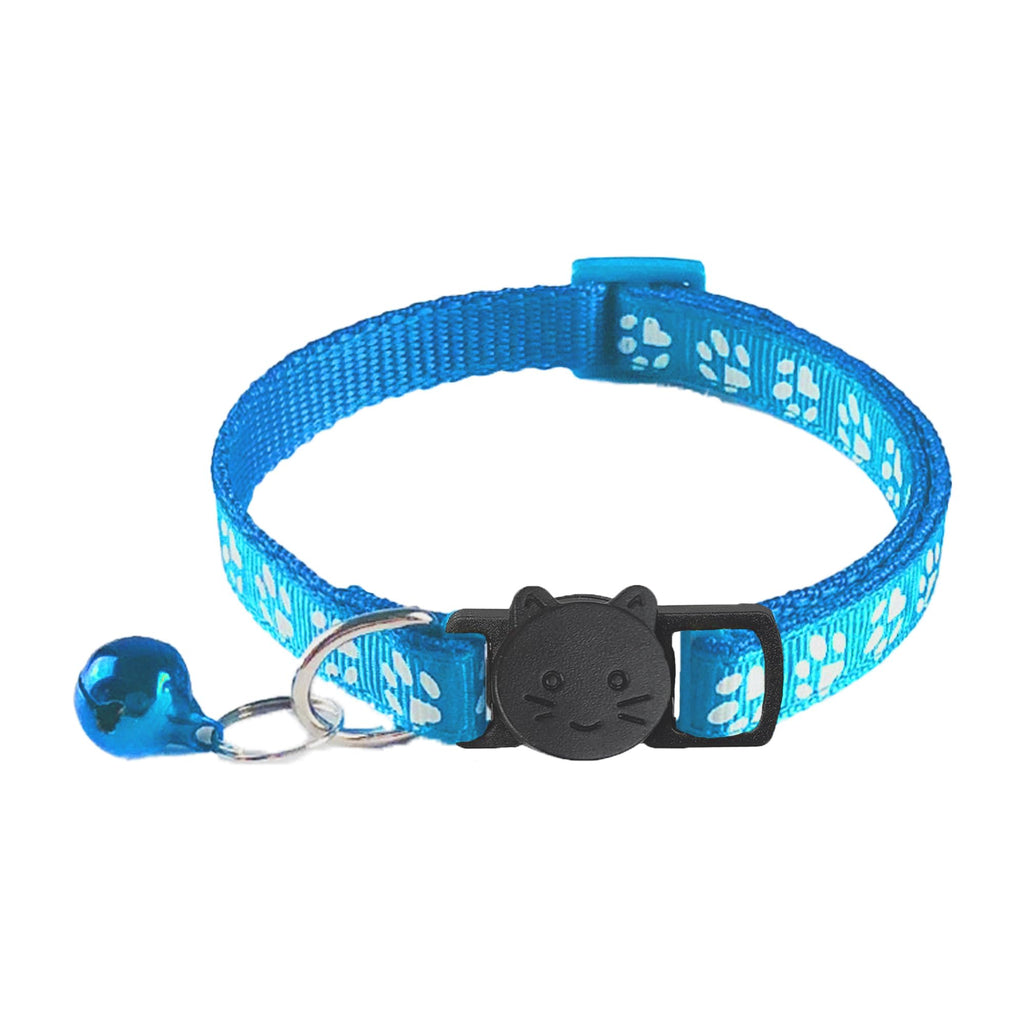 2 Pack Breakaway Cat Collars with Bells, Reflective, Claw Print, Sky Blue S873