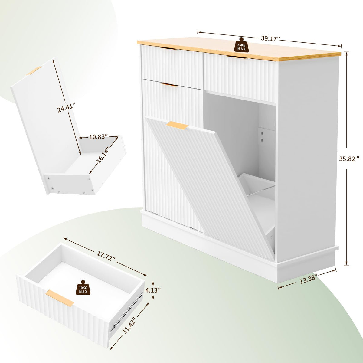 White Double Tilt Out Trash Can Cabinet K513582
