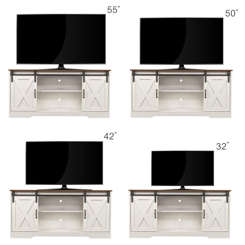 White Sliding Barn Door TV Stand L800