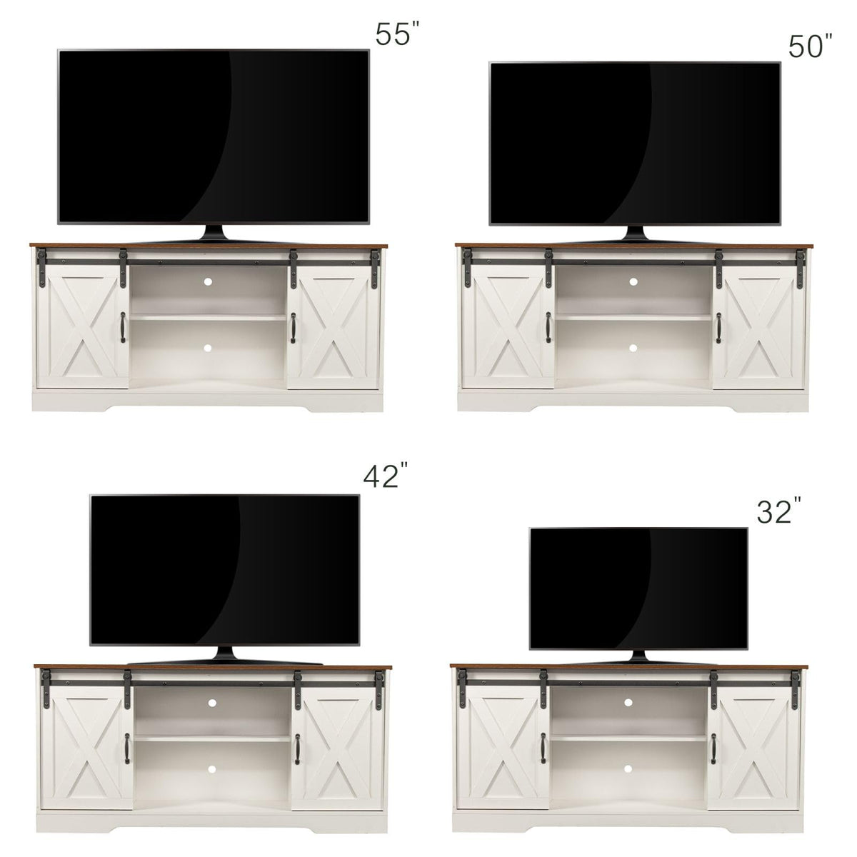 White Sliding Barn Door TV Stand L800