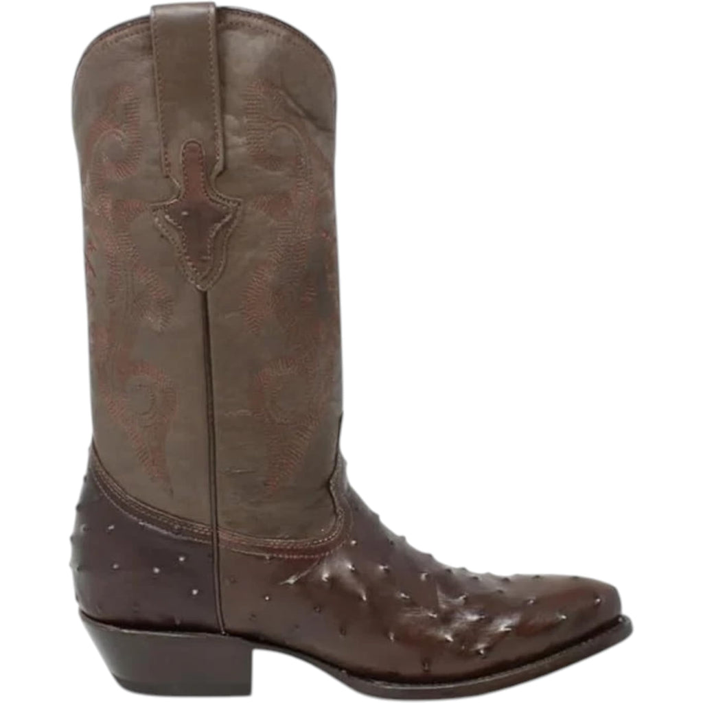 White Ostrich Print Leather Western Cowboy Boots W9181