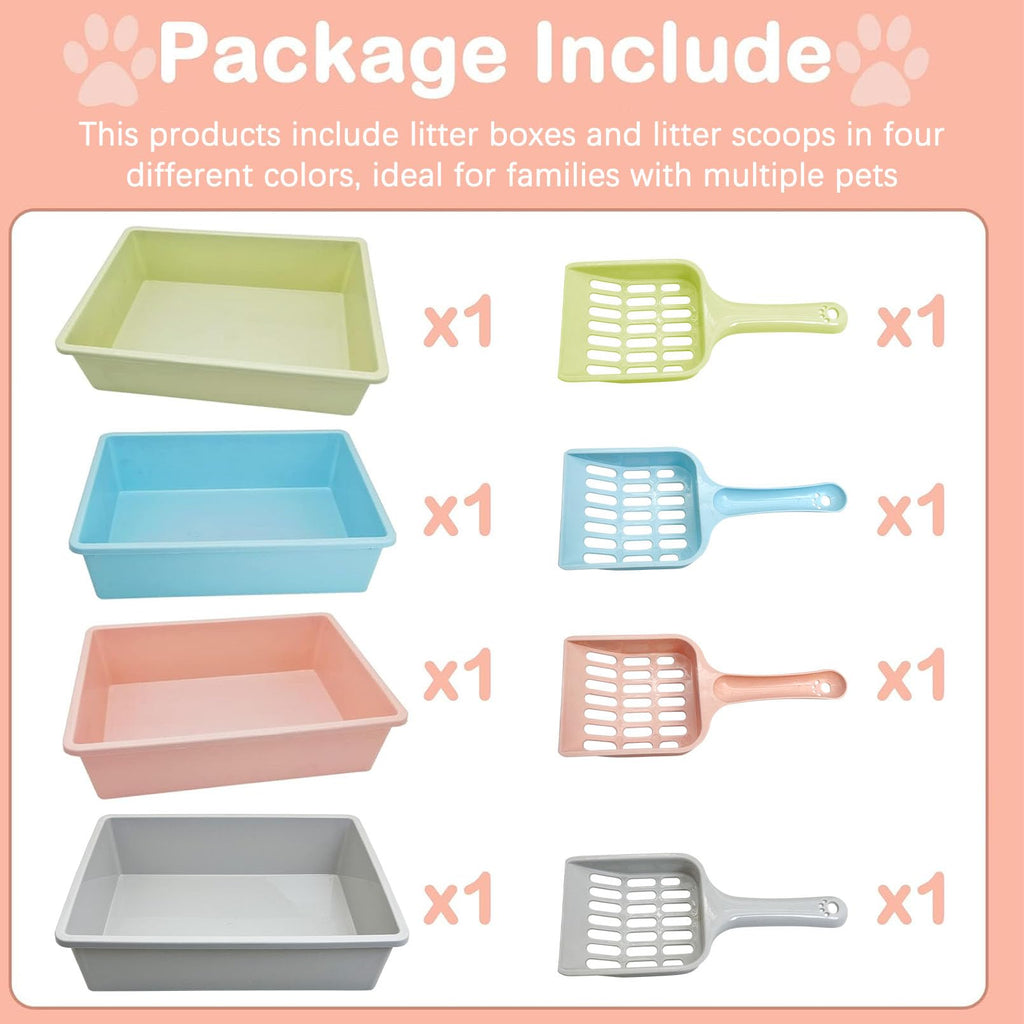 Medium Open Cat Litter Box with Scoop, Non-Stick Plastic, 15 x 11 x 4 Inches M87583