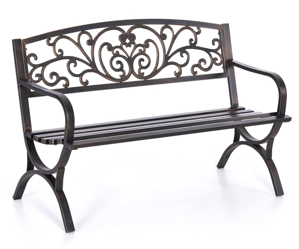 50 Inches Bronze Metal Garden Bench K785526
