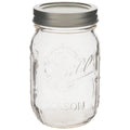 Clear Glass Mason Jars with Silver Lids, 16 oz, Set of 12 U244958