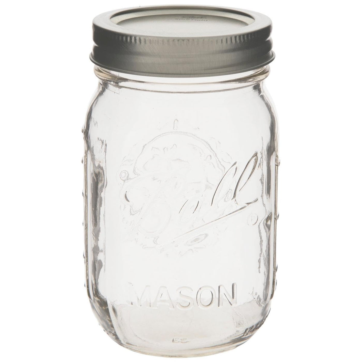 Clear Glass Mason Jars with Silver Lids, 16 oz, Set of 12 U244958