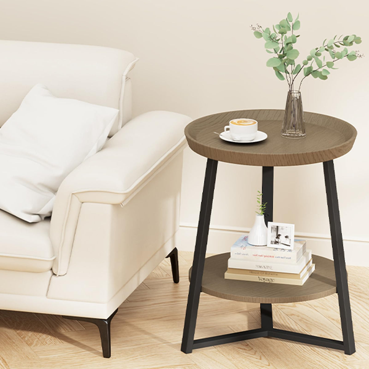 Round 2 Tier End Table with Storage Shelf Q862571
