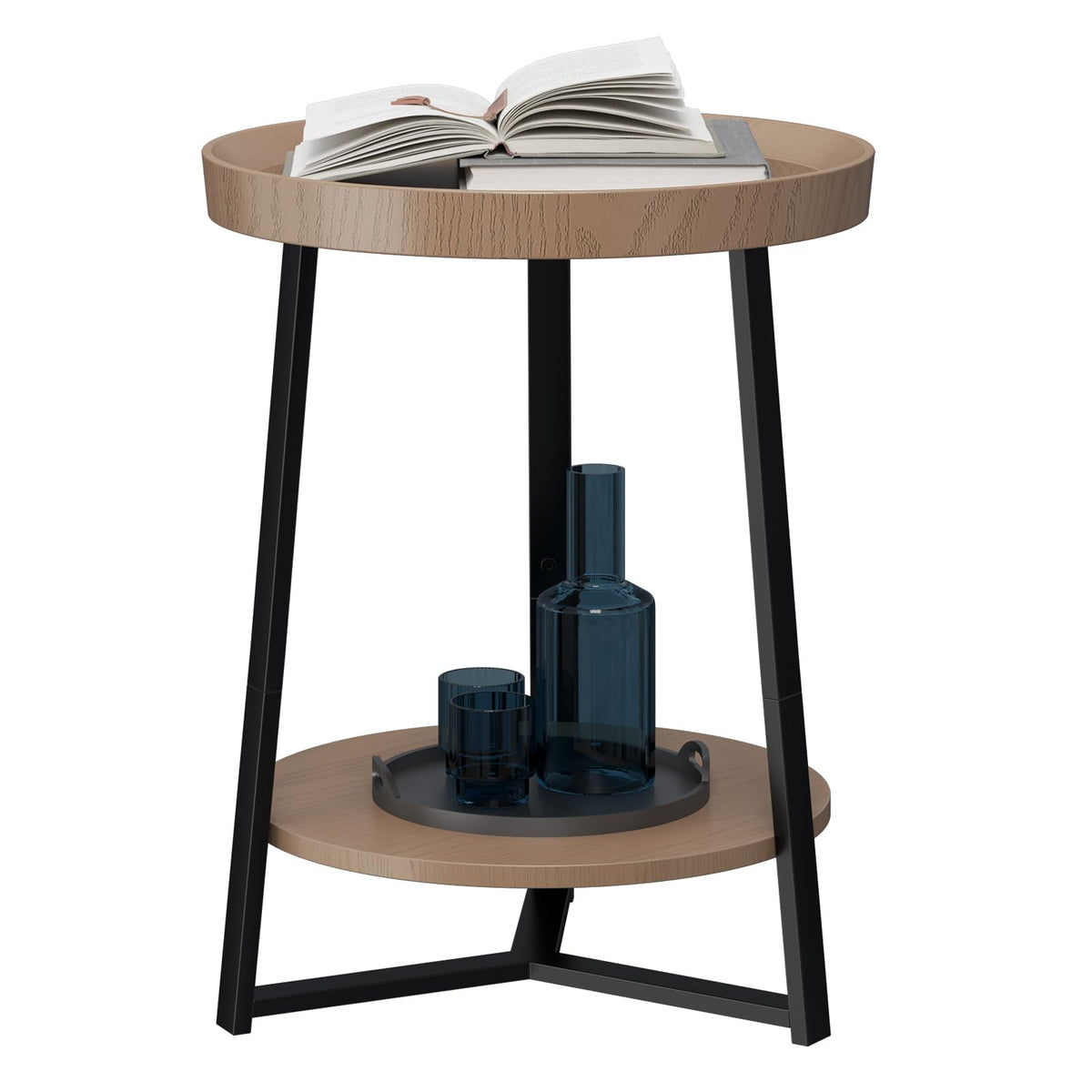 Round 2 Tier End Table with Storage Shelf Q862571