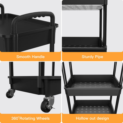 3 Tier Rolling Utility Cart with Drawer H886