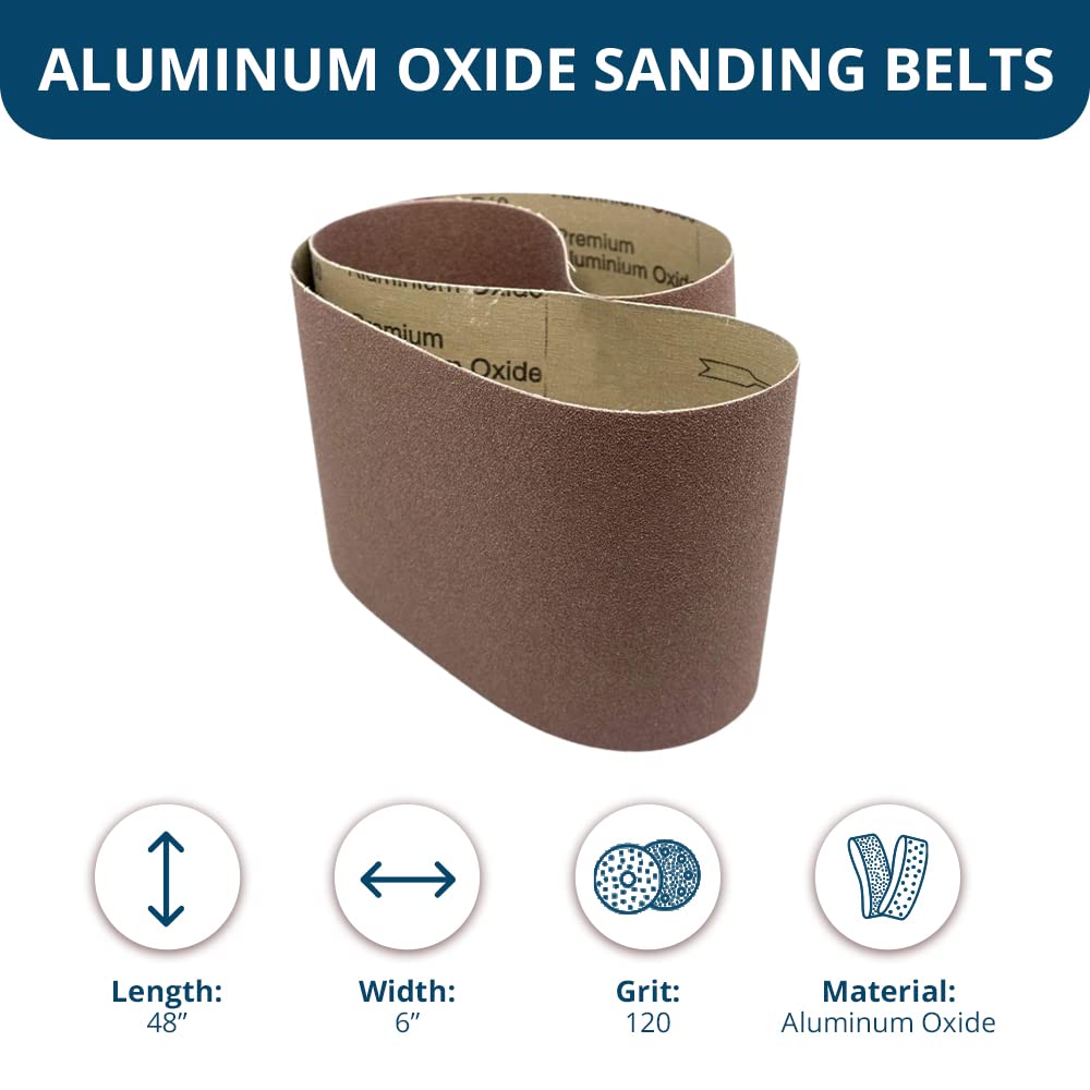 6” x 48” Aluminum Oxide Sanding Belts 120 Grit 2 Pack I458287