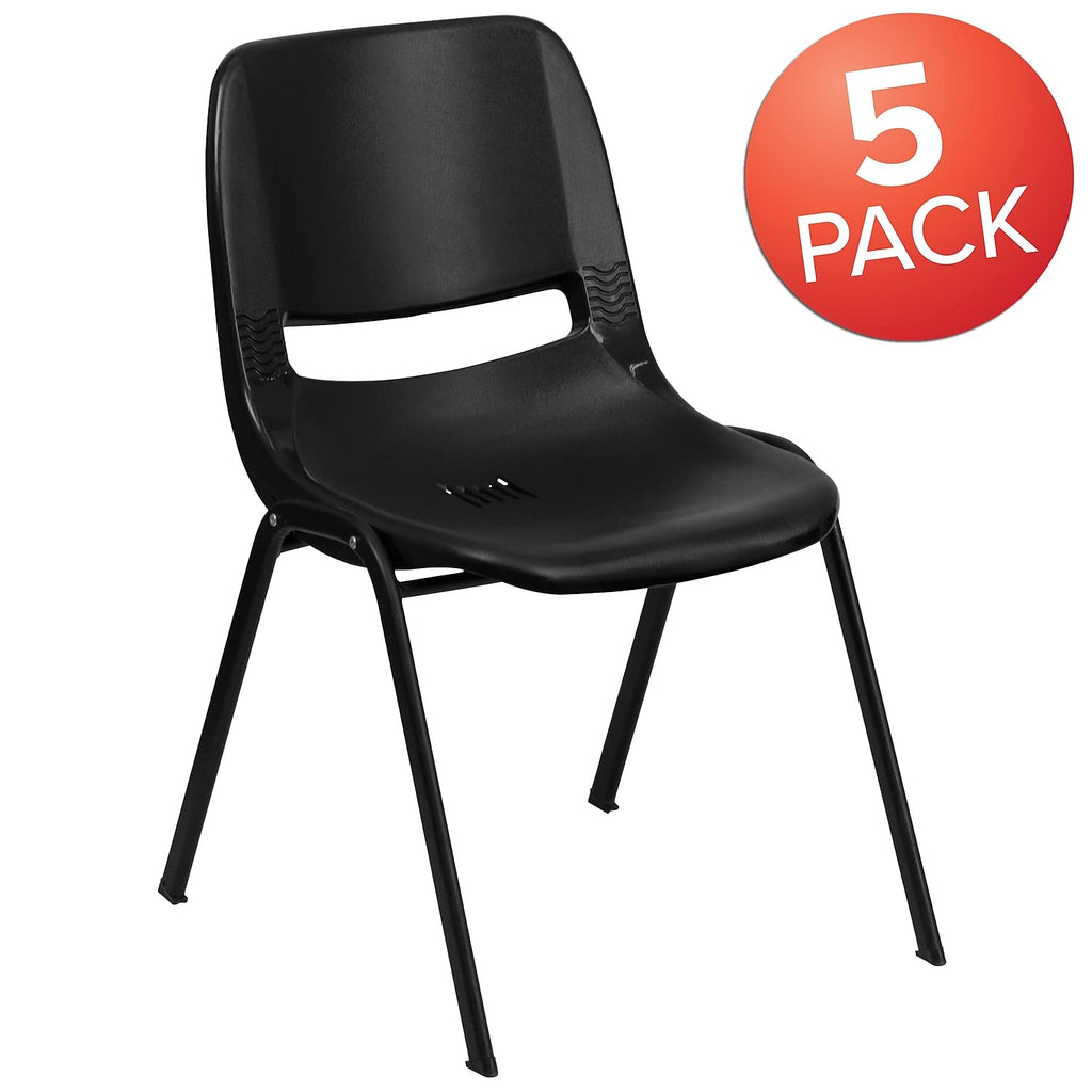 Black Ergonomic Stack Chair 5-Pack T88873
