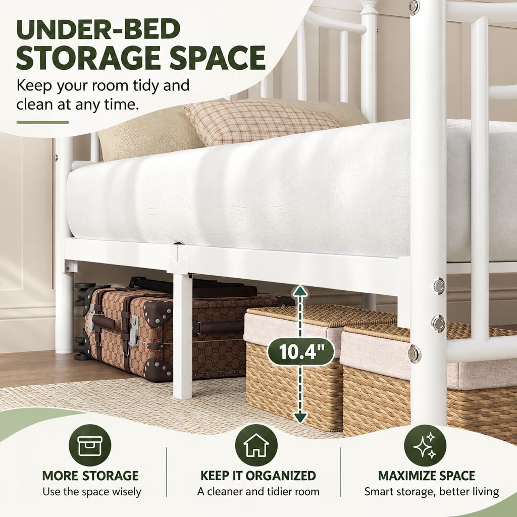 Twin Size Bed Frame with Victorian Headboard & Footboard A658562