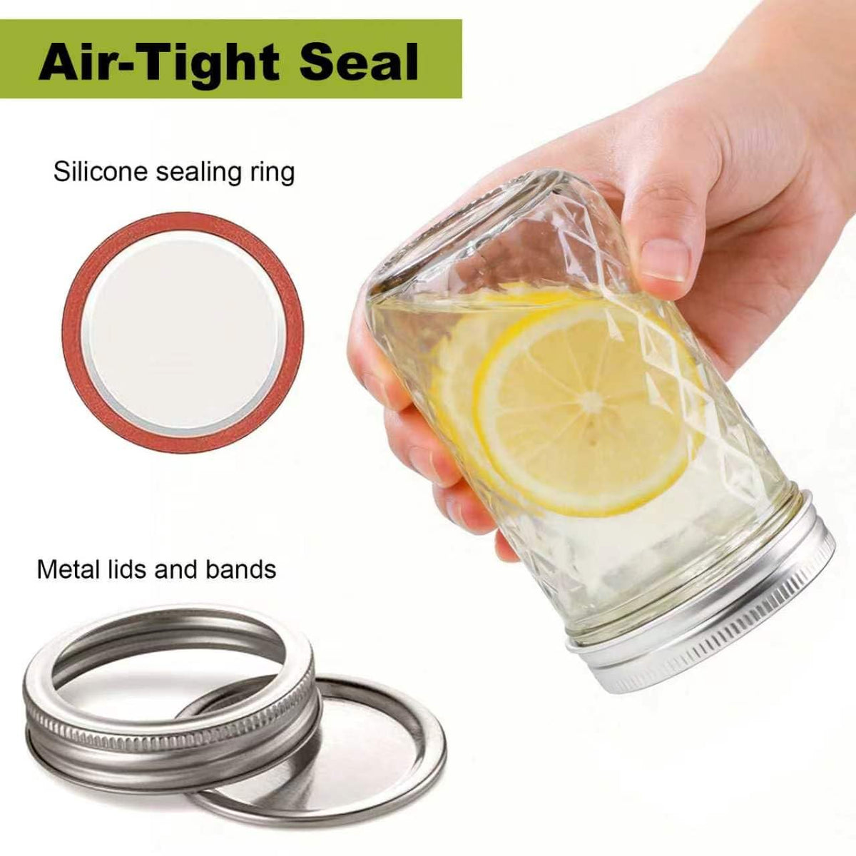 12 Pack Glass Mason Jars with Lids 16 oz & 8 oz E10363