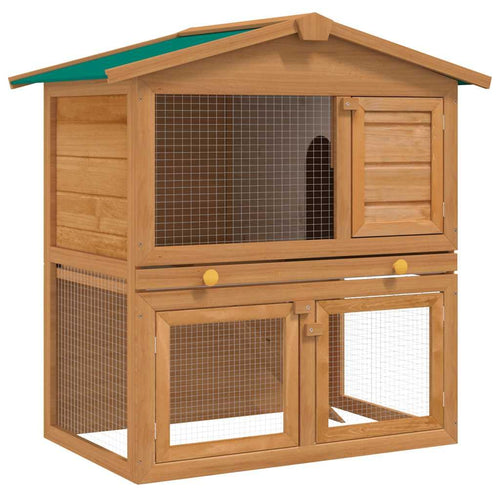 2-Tier Outdoor Rabbit Hutch with Wood Frame and Ramp G882743