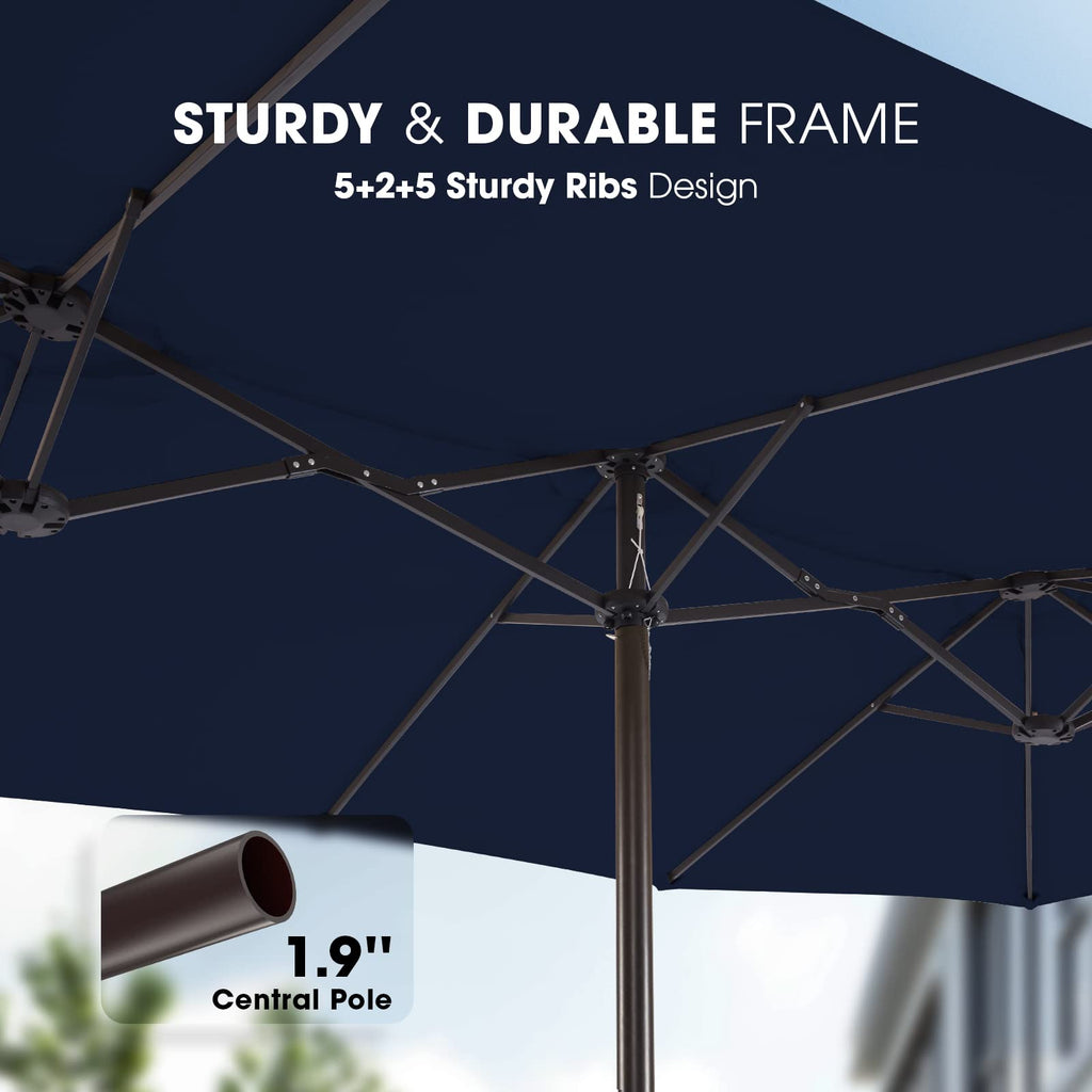 15ft Double-Sided Patio Umbrella with Base P2217