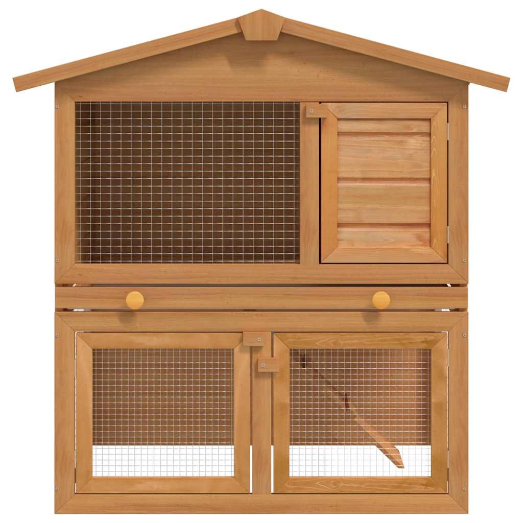 2-Tier Outdoor Rabbit Hutch with Wood Frame and Ramp G882743