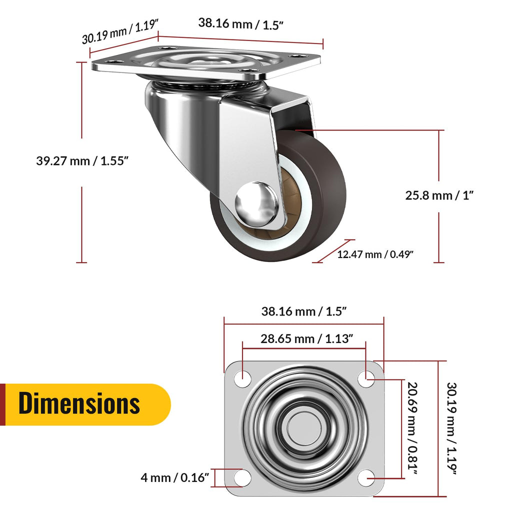 1inch Small Caster Wheels Set of 4 B11659