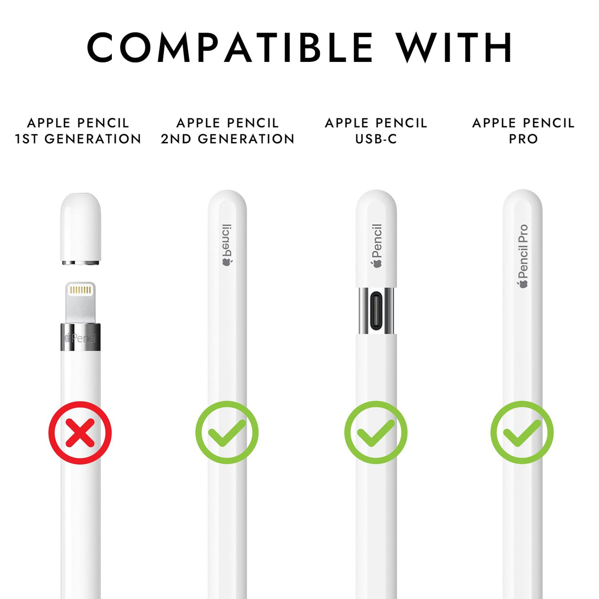 Silicone Grip Compatible with Apple Pencil 2nd Generation, USB-C & Pro (Purple/Pink/Yellow/Green) H53949