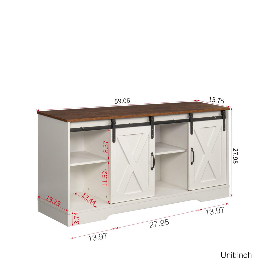 White Sliding Barn Door TV Stand L800