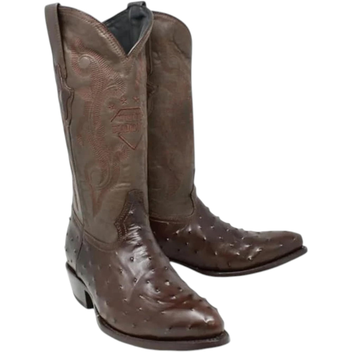 White Ostrich Print Leather Western Cowboy Boots W9181