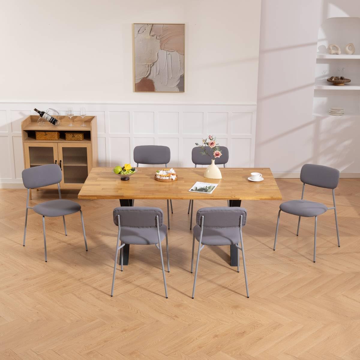 Grey Padded Stackable Chairs Set of 4 H1234