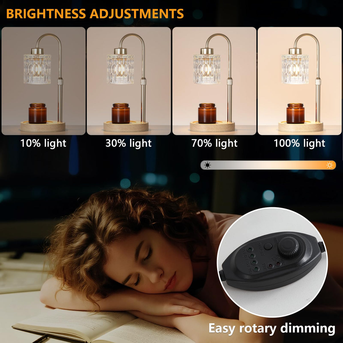 Gold Candle Warmer Lamp with Dimmer and Timer V17220