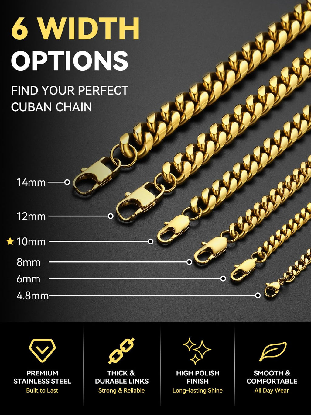 Stainless Steel Cuban Link Chain Necklace N141
