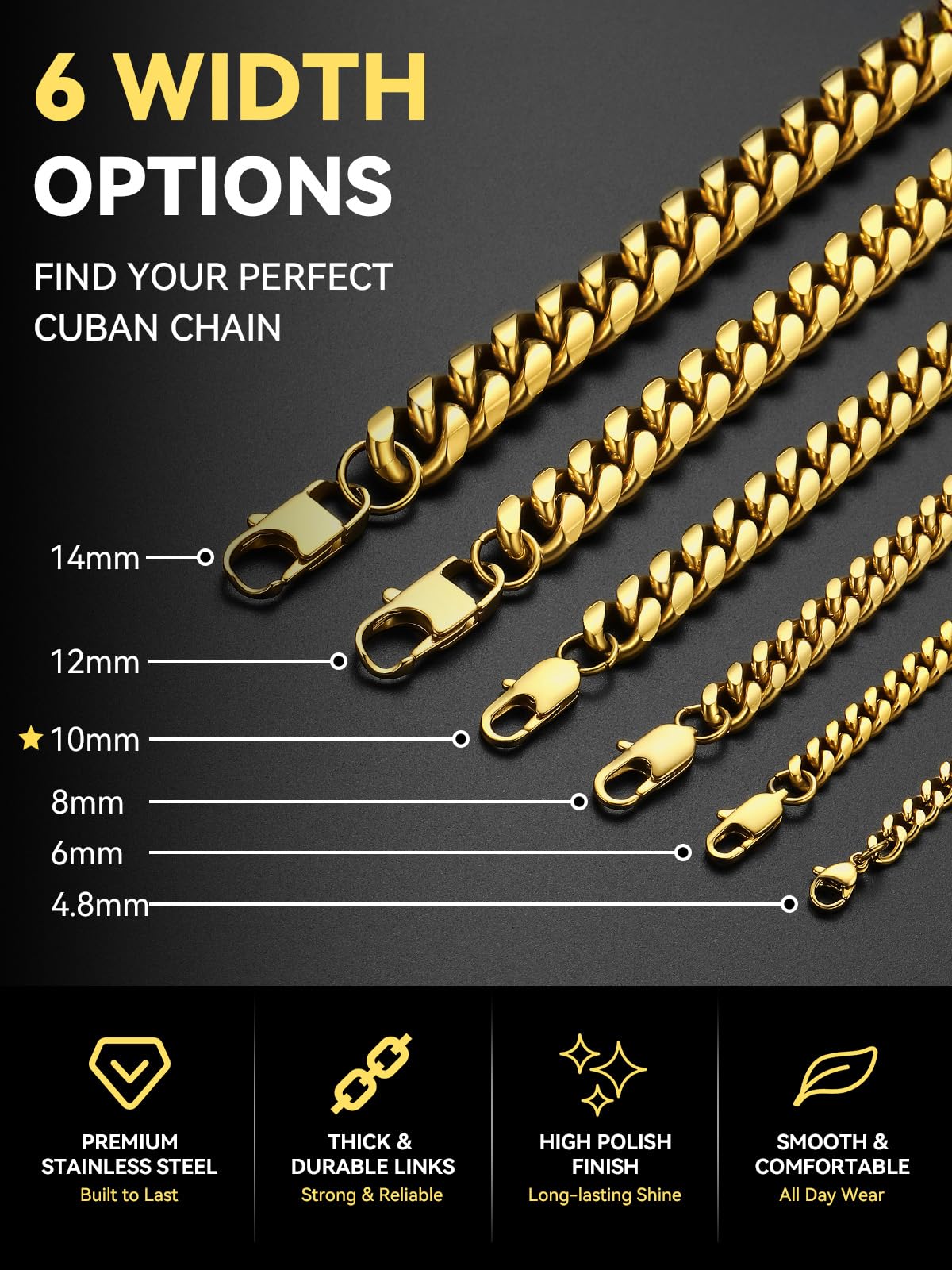 Stainless Steel Cuban Link Chain Necklace N141