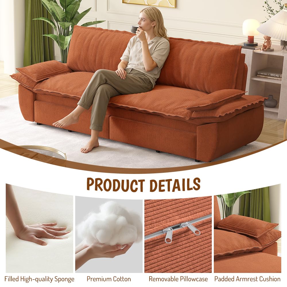 Orange Velvet Two Seater Sofa R2026