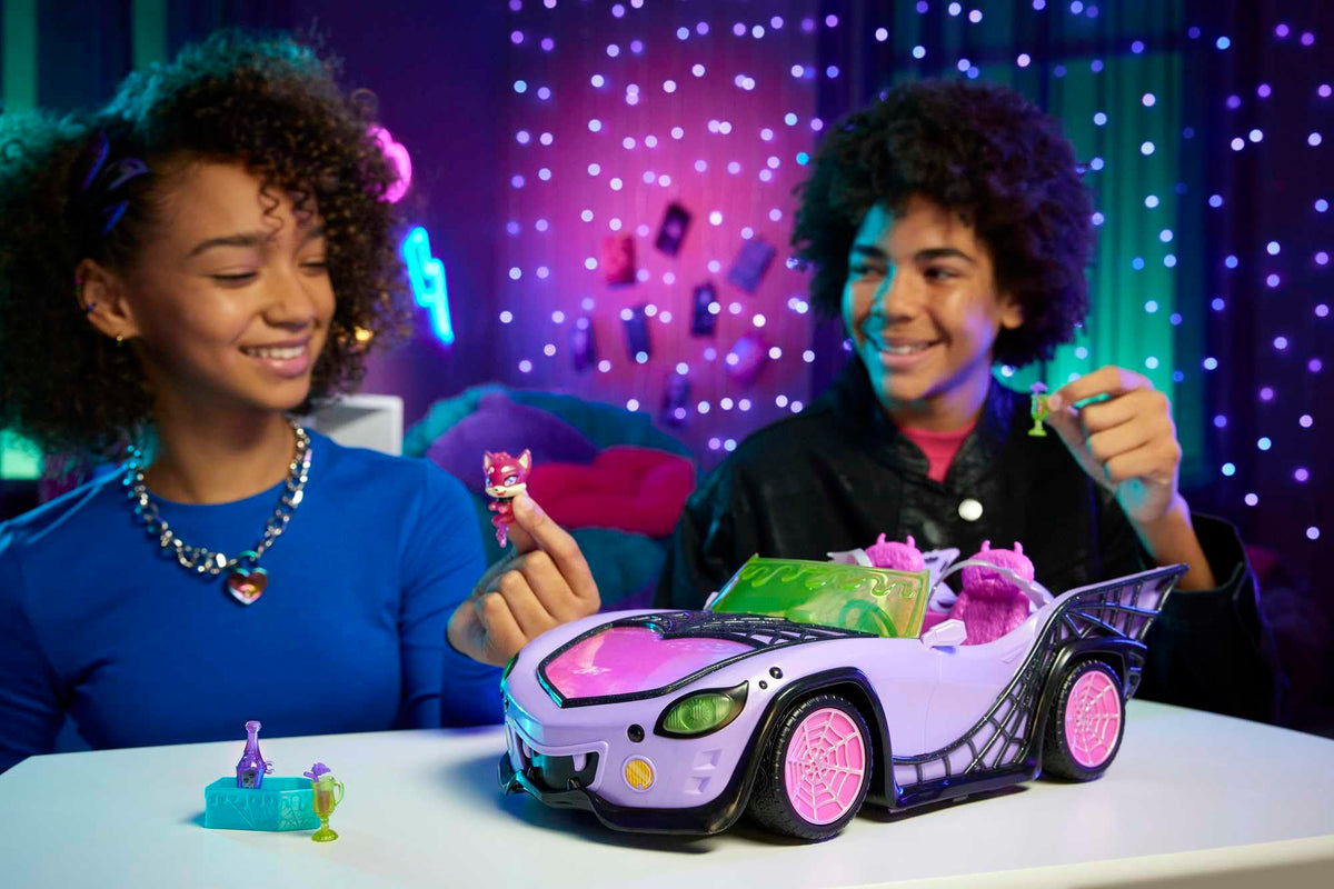 Purple Convertible Toy Car with Spiderweb Details N212