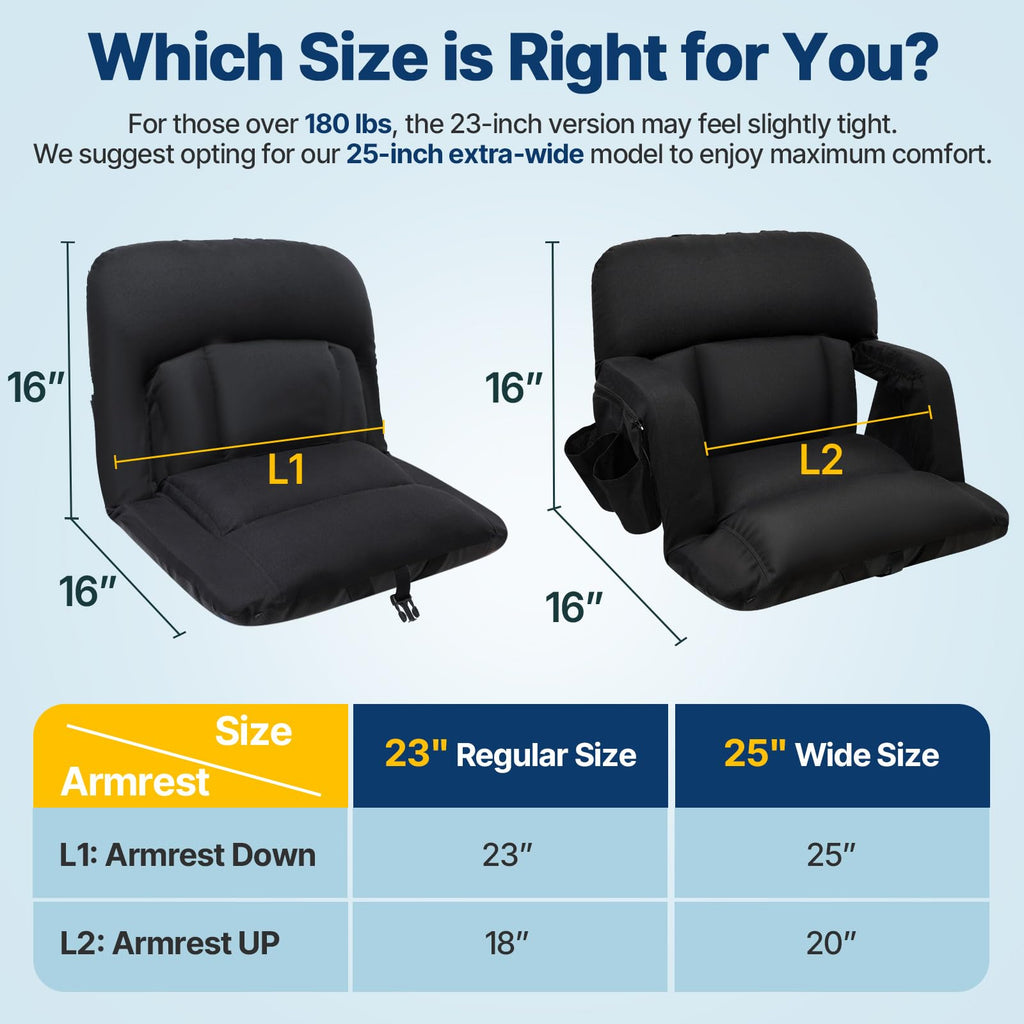 25'' Stadium Seat with Back Support, 2pcs D423682